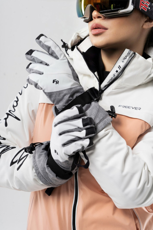 Горнолыжные перчатки женские  Freever WF 1801 белые, Фото №4 - freever.ua