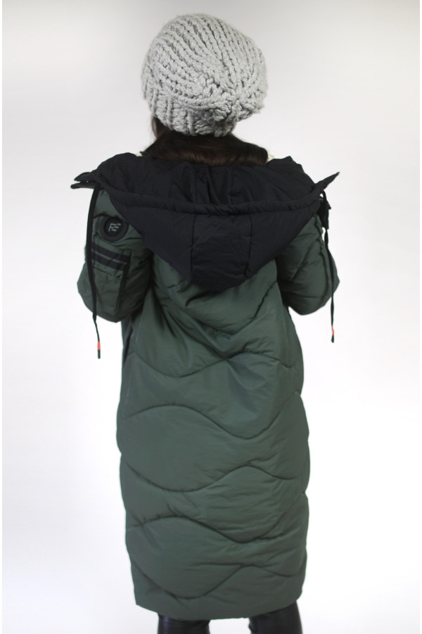 Пальто жіноче Freever GF 1818 хакі, Фото №3 - freever.ua