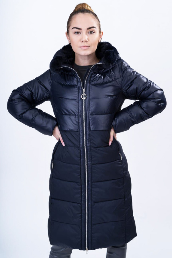 Пальто женское Freever GF 1907 темно-синее - freever.ua