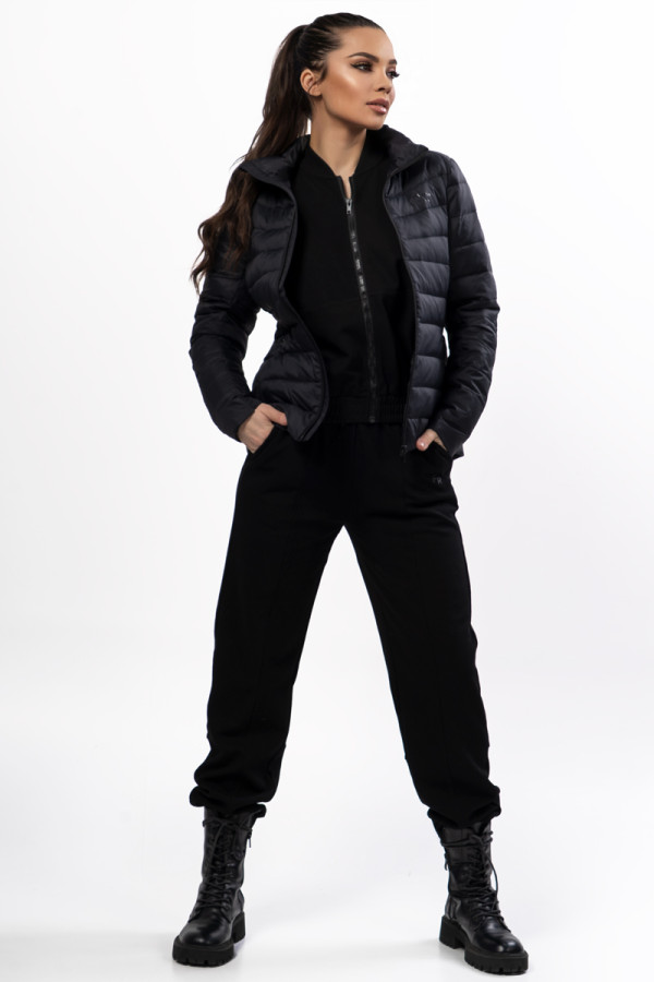 Пуховик жіночий Freever UF 20218 чорний, Фото №2- freever.ua