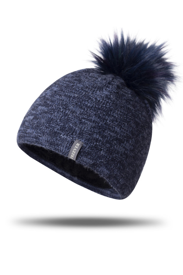 В'язана шапка жіноча Freever GF 20305 темно-синя - freever.ua