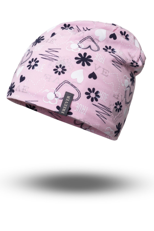 Трикотажна шапка на флісі для дівчинки Freever GF 20327 рожева