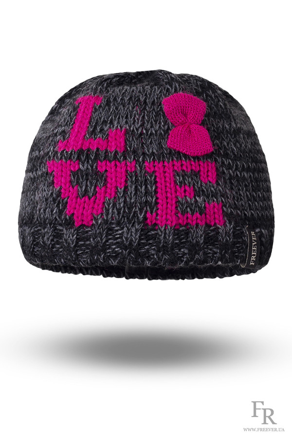 В'язаний комплект для дівчинки (шапка рукавички) Freever GF 20330 темно-сірий, Фото №2 - freever.ua