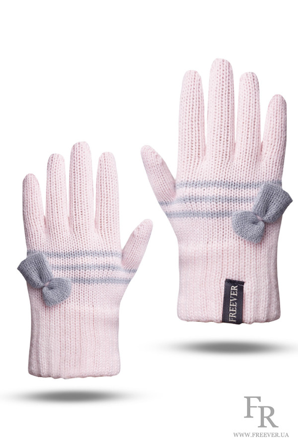 Вязаный комплект для девочки (шапка перчатки) Freever GF 20330 розовый, Фото №3 - freever.ua