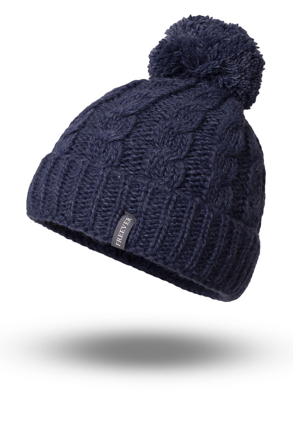 В'язаний комплект для дівчинки (шапка рукавички) Freever GF 20331 темно-синій, Фото №2 - freever.ua
