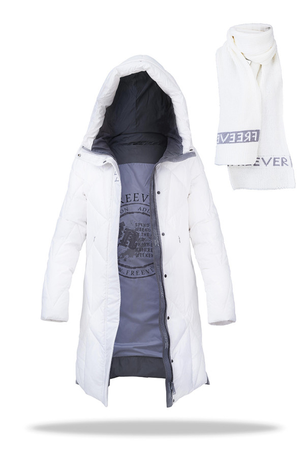 Пальто + шарф женское Freever SF 20511 белое - freever.ua
