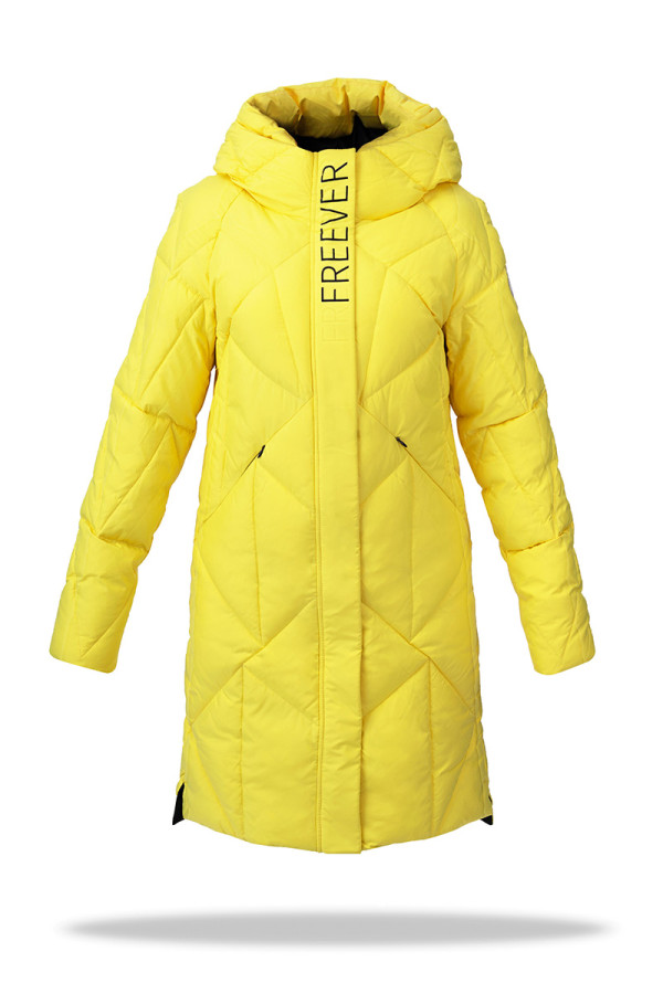 Пальто+шарф женское Freever SF 20511 желтое, Фото №3 - freever.ua
