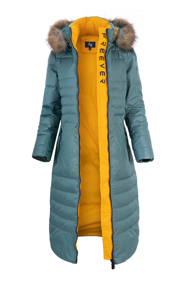 Пальто женское Freever WF 2103 зеленое - freever.ua