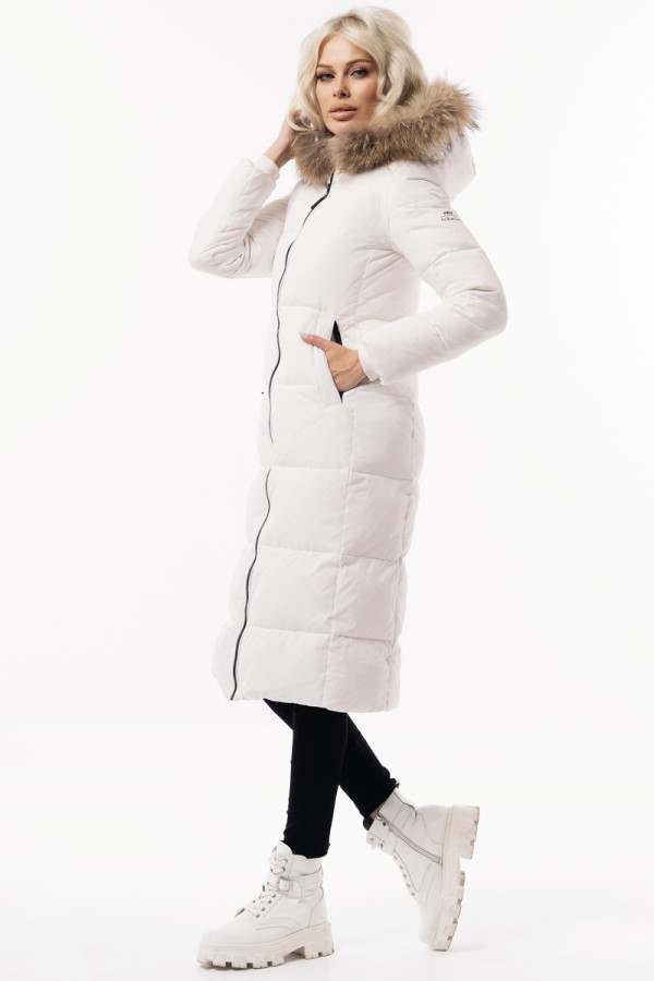 Пальто пуховое женское Freever WF 21181 белое, Фото №2 - freever.ua