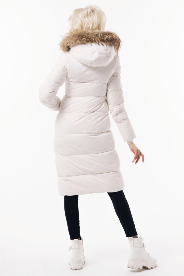 Пальто пуховое женское Freever WF 21181 белое, Фото №3 - freever.ua