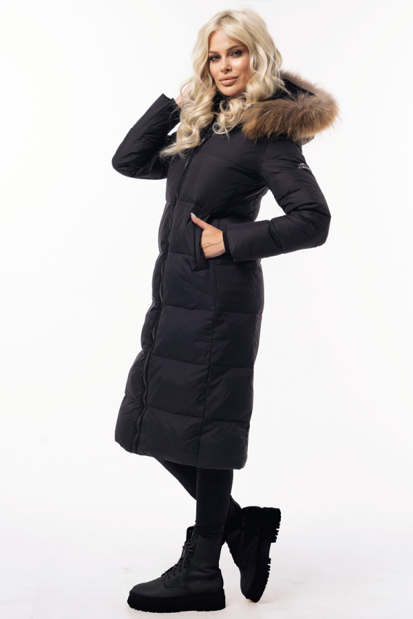 Пальто пуховое женское Freever WF 21181 черное, Фото №3 - freever.ua
