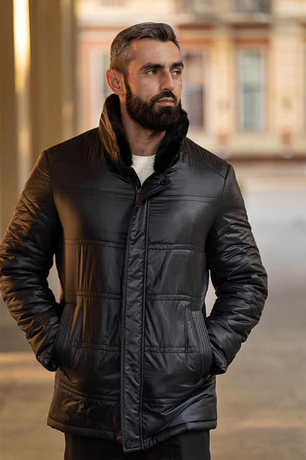 Куртка на верблюжьей шерсти мужская Freever WF 2148 черная - freever.ua