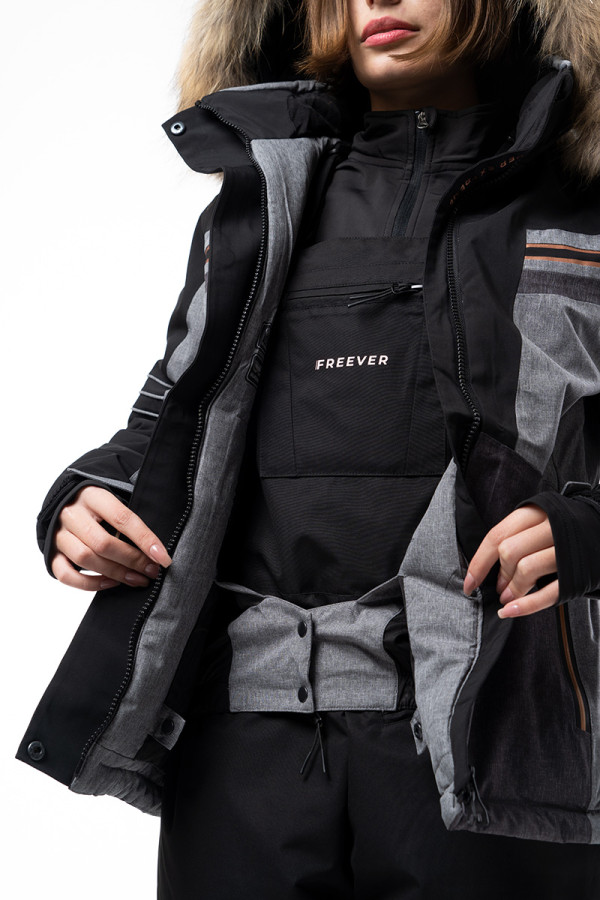 Жіноча гірськолижна куртка Freever WF 21621 чорна, Фото №14 - freever.ua