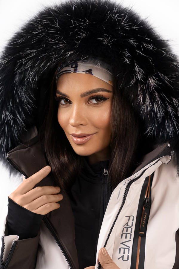 Жіноча гірськолижна куртка Freever NF 21630 бежева, Фото №3- freever.ua