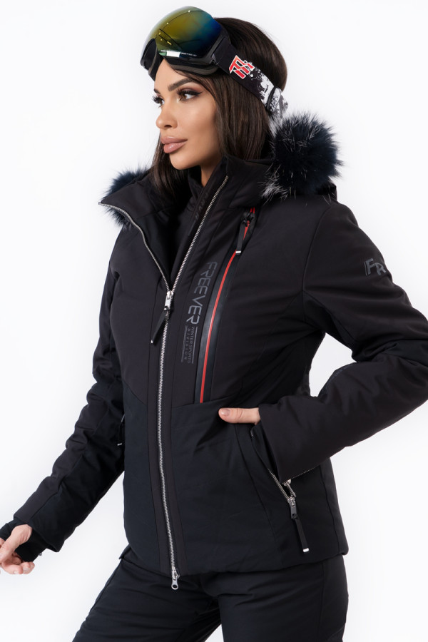 Жіноча гірськолижна куртка Freever NF 21630 чорна, Фото №4- freever.ua
