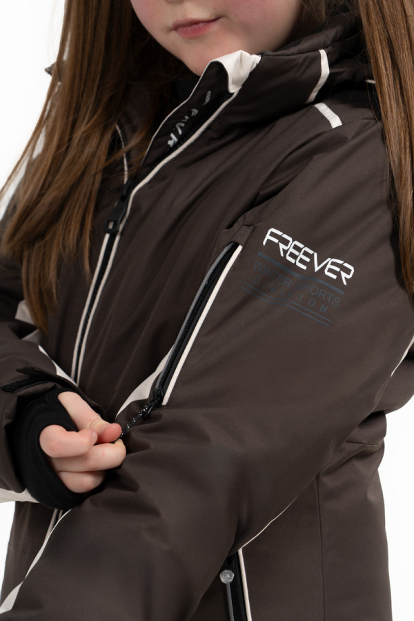 Дитяча гірськолижна куртка Freever NF 21646 шоколадна, Фото №6- freever.ua
