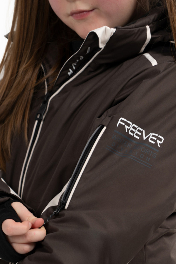 Детская горнолыжная куртка Freever NF 21646 шоколадная, Фото №6- freever.ua