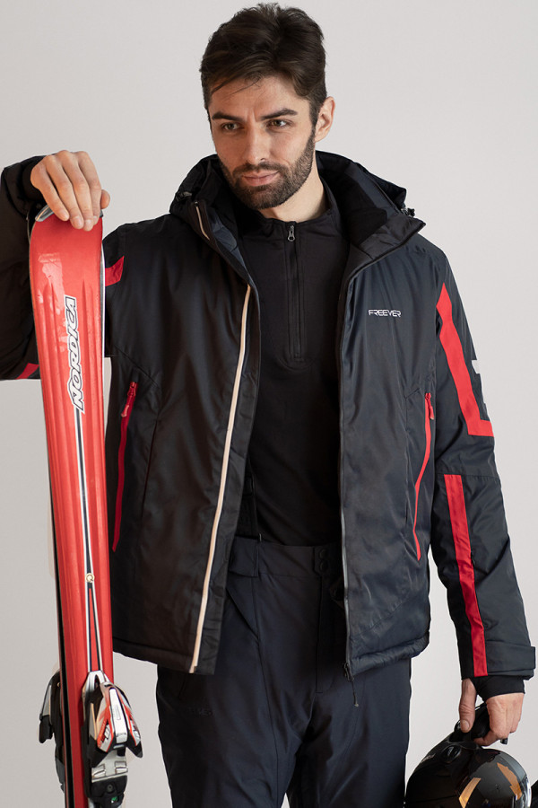 Горнолыжная куртка мужская Freever WF 21711 темно-серая, Фото №5 - freever.ua