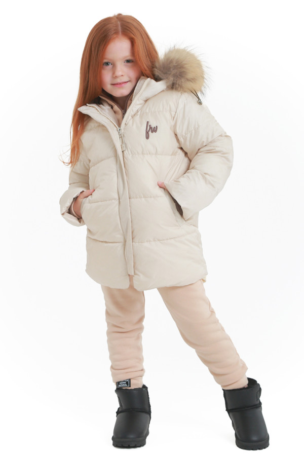 Куртка детская удлиненная Freever UF21801 молочная, Фото №2 - freever.ua