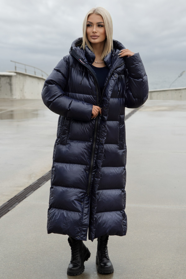 Пальто пухове жіноче Freever NF 2529 синє, Фото №2- freever.ua