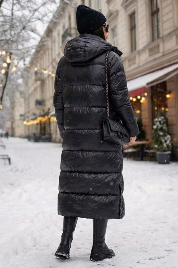 Пальто пухове жіноче Freever NF 2529 чорне , Фото №4- freever.ua