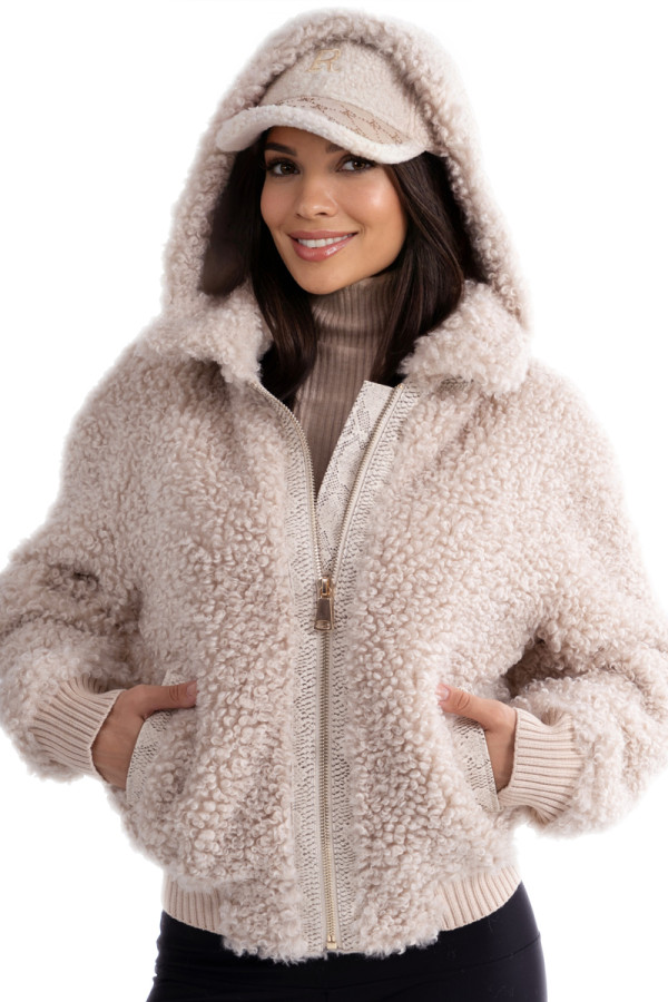 Полушубок женский Freever NF 25638 бежевый, Фото №2- freever.ua