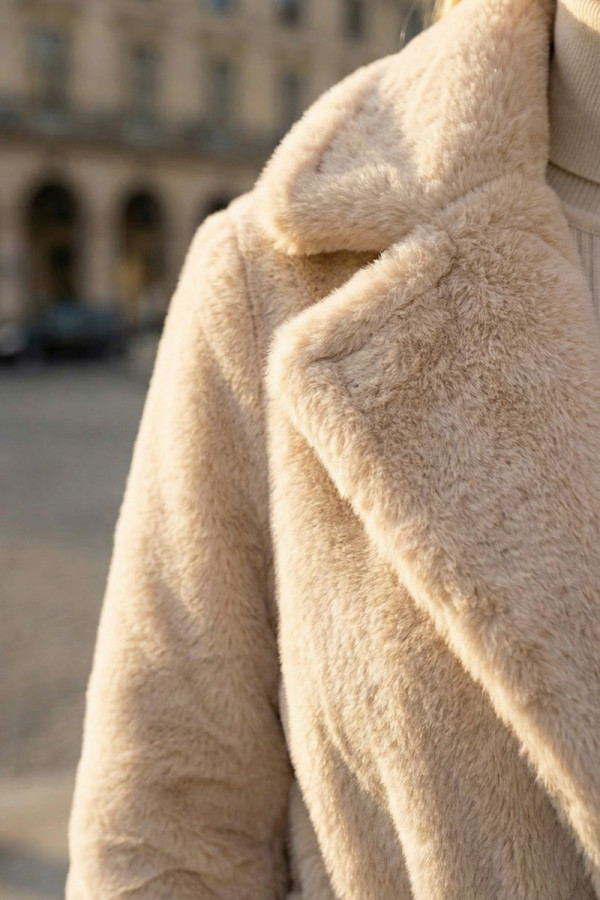Эко-шуба жіноча Freever UF 28325 бежева, Фото №4- freever.ua