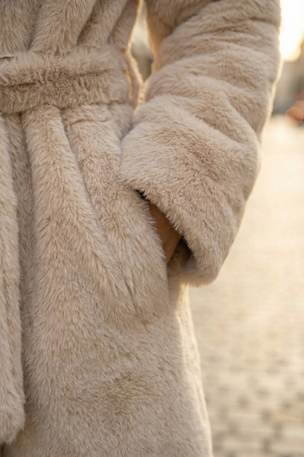 Эко-шуба жіноча Freever UF 28325 бежева, Фото №6- freever.ua