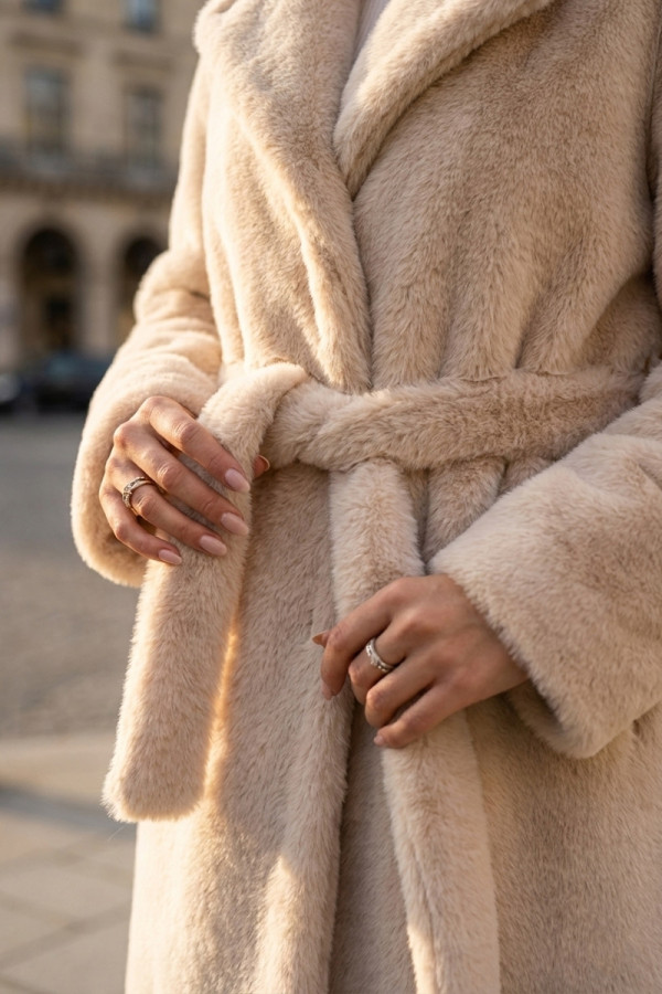 Эко-шуба жіноча Freever UF 28325 бежева, Фото №3- freever.ua