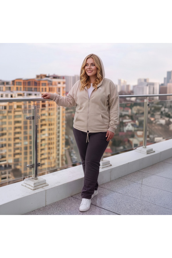 Жіночий спортивний костюм Freever WF 5502-5906 бежево-сірий