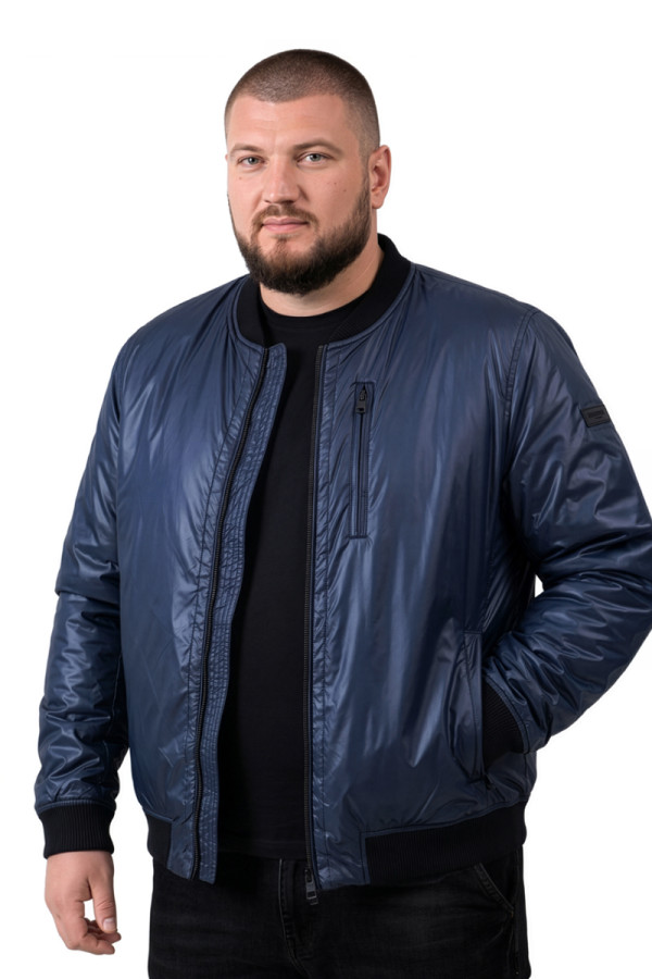 Куртка бомбер (батал) чоловіча Freever UF 70393 темно-синя