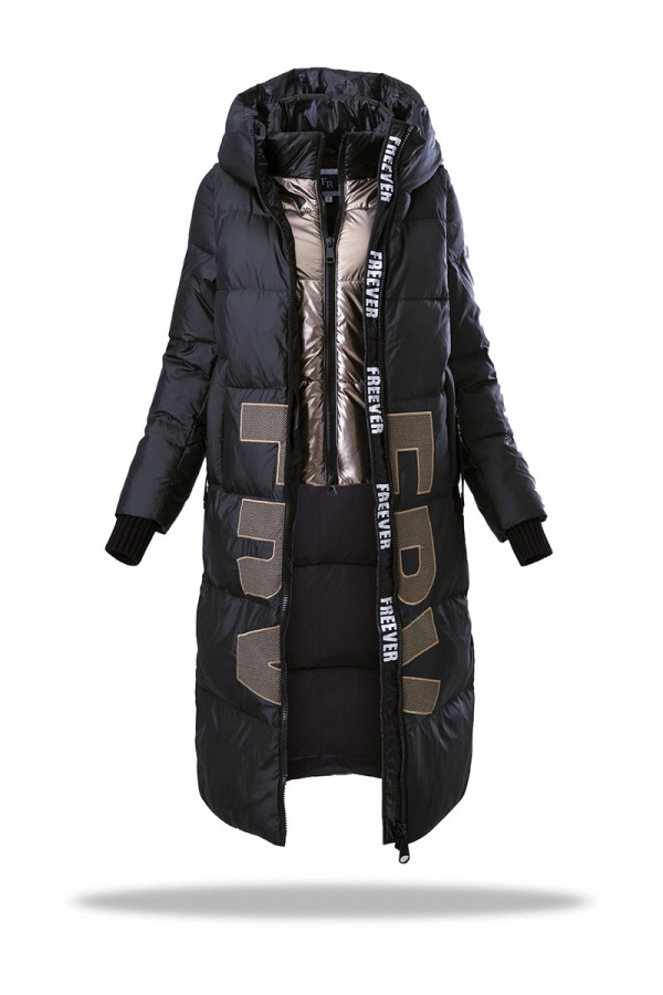 Пальто пуховое женское Freever WF 71583 черное, Фото №2 - freever.ua