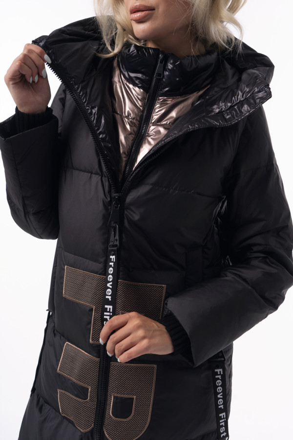 Пальто пухове жіноче Freever WF 71583 чорне, Фото №6 - freever.ua
