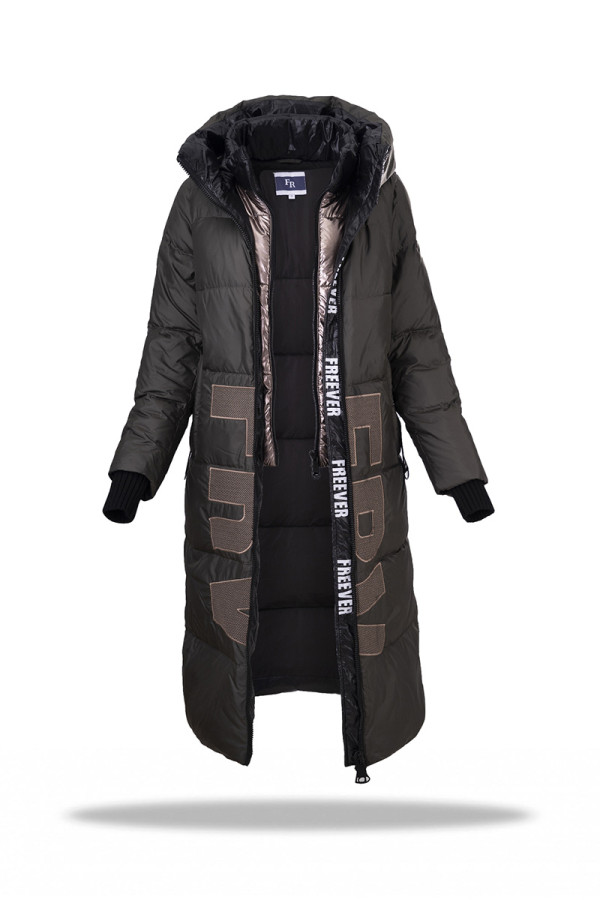 Пальто пуховое женское Freever WF 71583 хаки - freever.ua