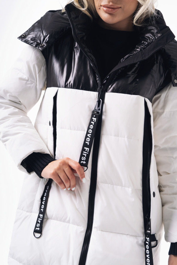 Пальто пуховое женское Freever WF 71673 белое, Фото №6 - freever.ua