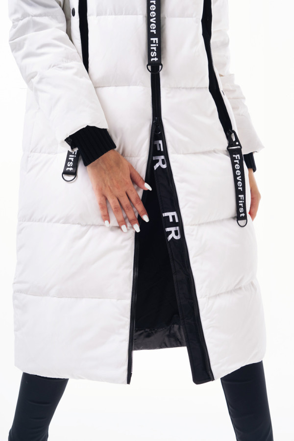 Пальто пуховое женское Freever WF 71673 белое, Фото №7 - freever.ua
