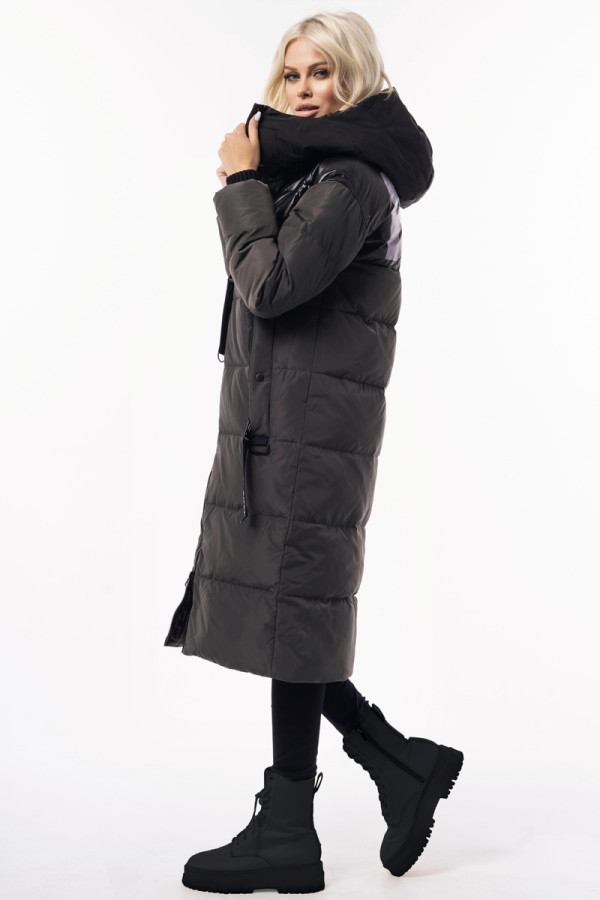 Пальто пуховое женское Freever WF 71673 хаки, Фото №3 - freever.ua