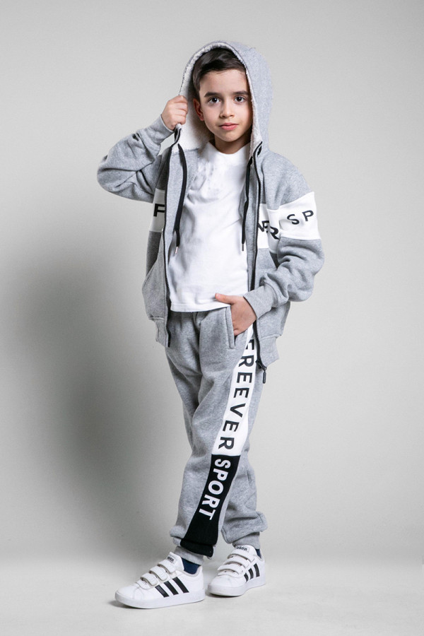 Теплий спортивний костюм дитячий Freever SF 8110 сірий, Фото №3 - freever.ua