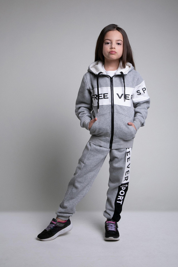 Теплий спортивний костюм дитячий Freever SF 8110 сірий, Фото №4 - freever.ua