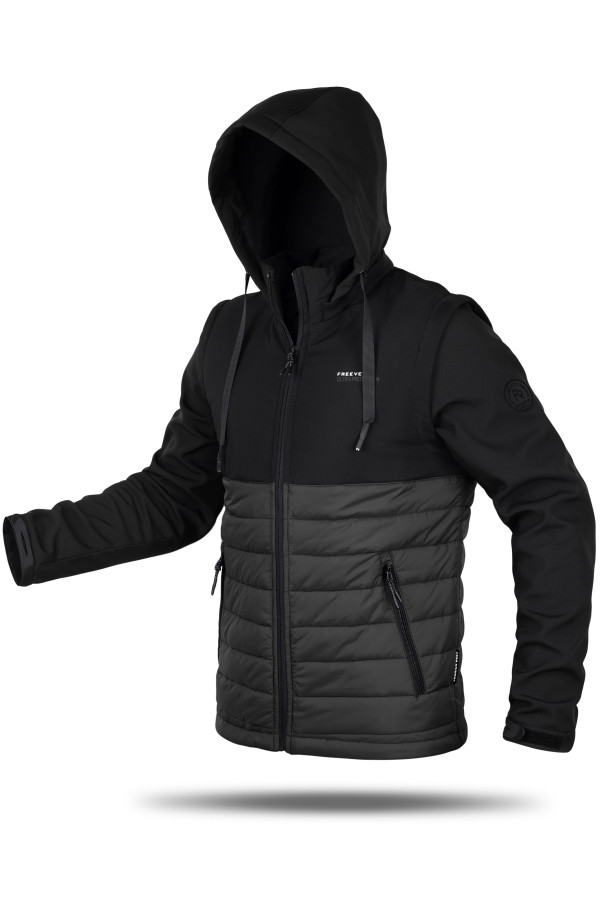 Куртка мужская трансформер Freever GF 8314 черная, Фото №3 - freever.ua