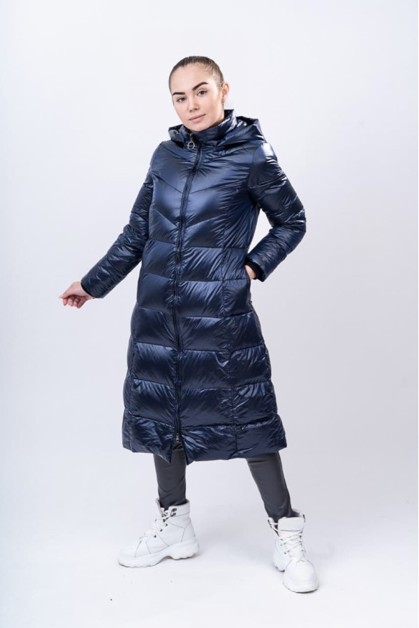 Пальто пухове жіноче Freever GF 899 темно-синій - freever.ua