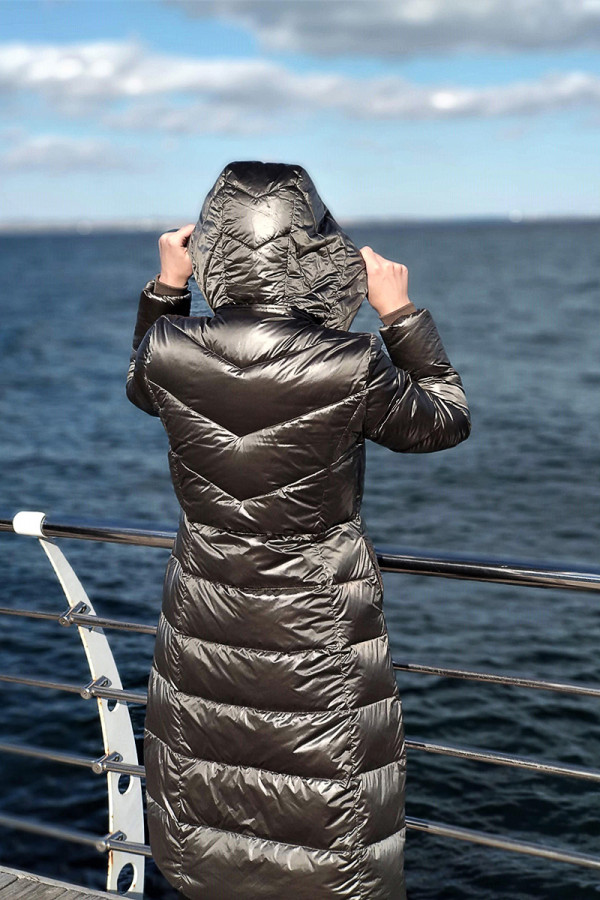 Пальто пухове жіноче Freever GF 899 хакі, Фото №2 - freever.ua