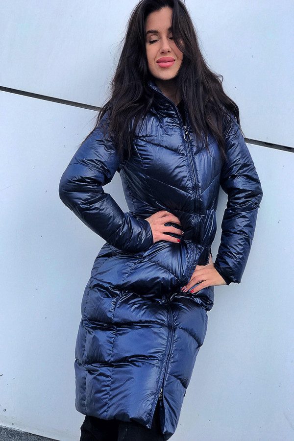 Пальто пухове жіноче Freever GF 899 темно-синій, Фото №2 - freever.ua