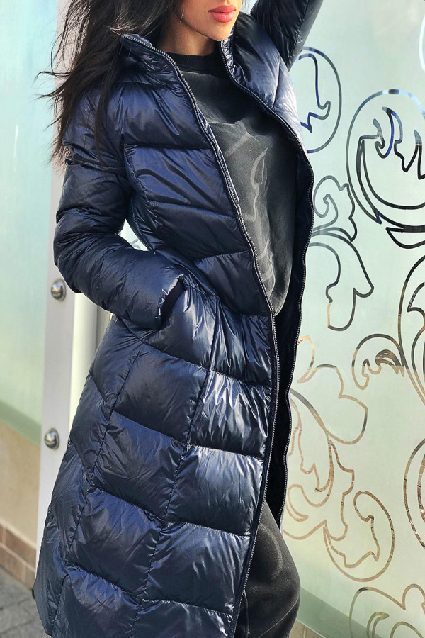 Пальто пуховое женское Freever GF 899 темно-синий, Фото №3 - freever.ua